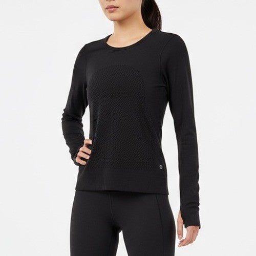Lululemon Athletica Long Sleeve Athletic Top Black Perforated Mesh Size 4