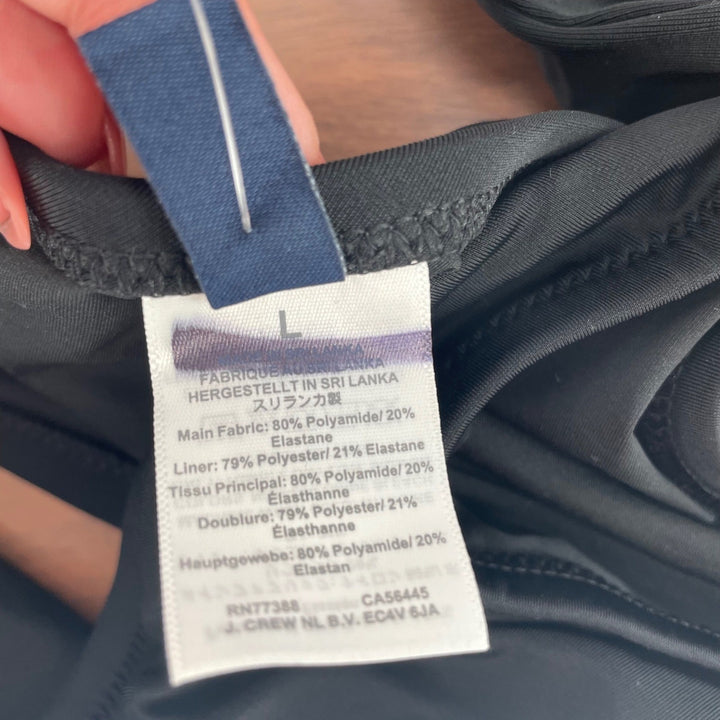 J Crew Black Swimsuit One Piece Tie Front Halter Neck Size L