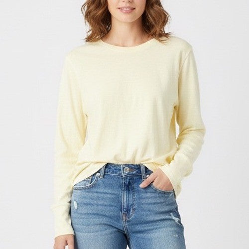 American Giant Long Sleeve Crew Neck T Shirt Yellow Size M Made in USA Cotton