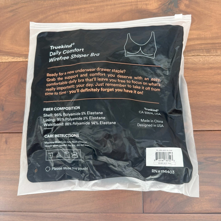 Trukind Daily Comfort Wirefree Shaper Bra Black XL Seamless Smoothing Comfort