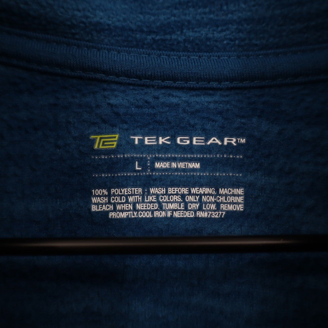 Tek Gear Blue Heathered Fleece Quarter Zip Pullover Sweatshirt Size L