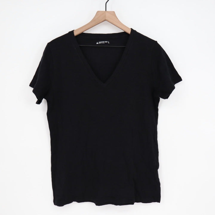 American Giant Classic V Neck T Shirt Black Made in USA Size L