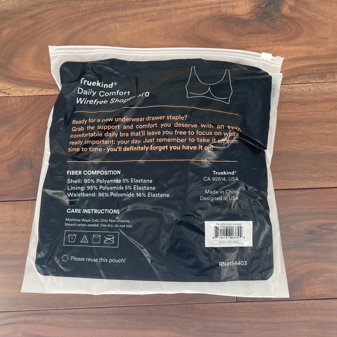 TrueKind Daily Comfort Wirefree Shaper Bra Black 2XL