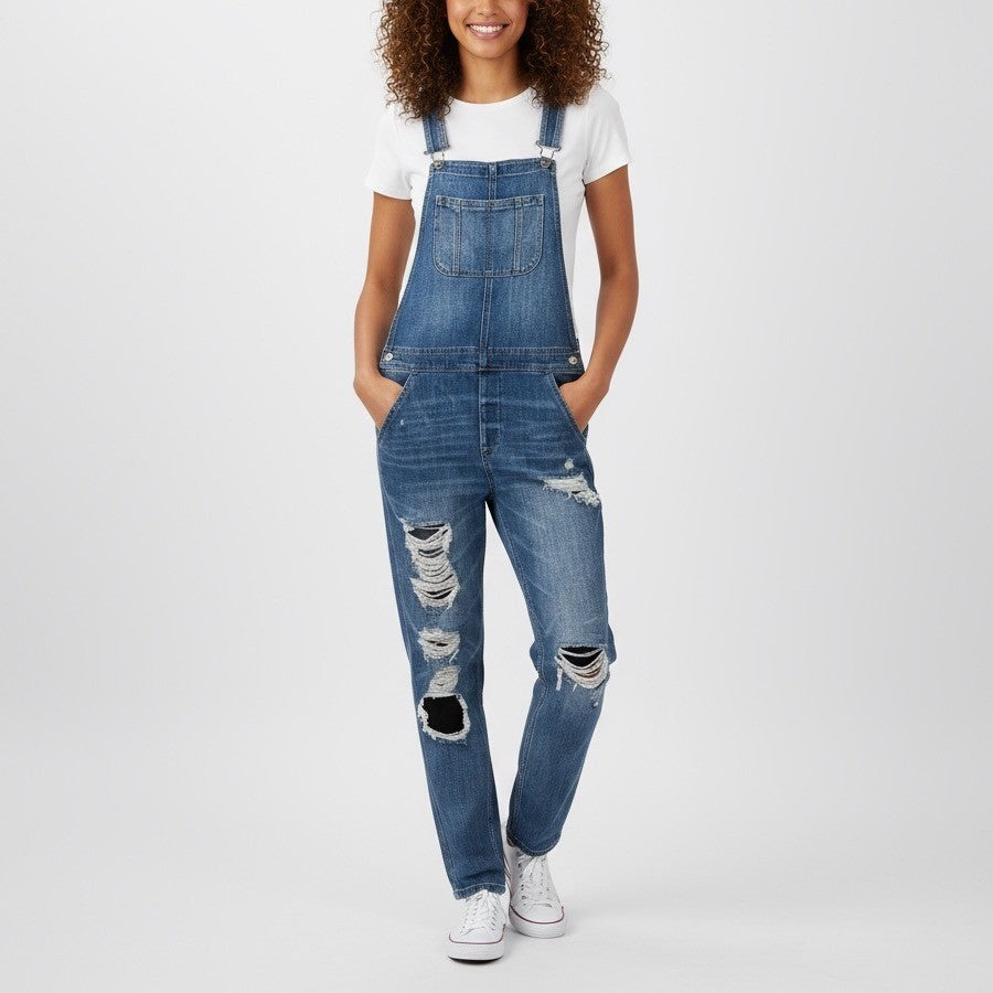 American Eagle Outfitters Tomgirl Overalls Distressed Denim Blue Size M