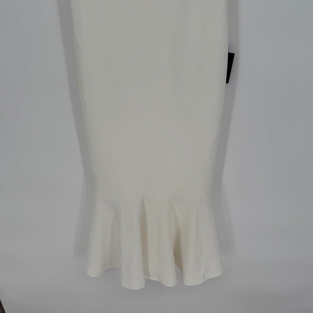Lulus Moment Maker White Square Neck Trumpet Midi Dress Size M