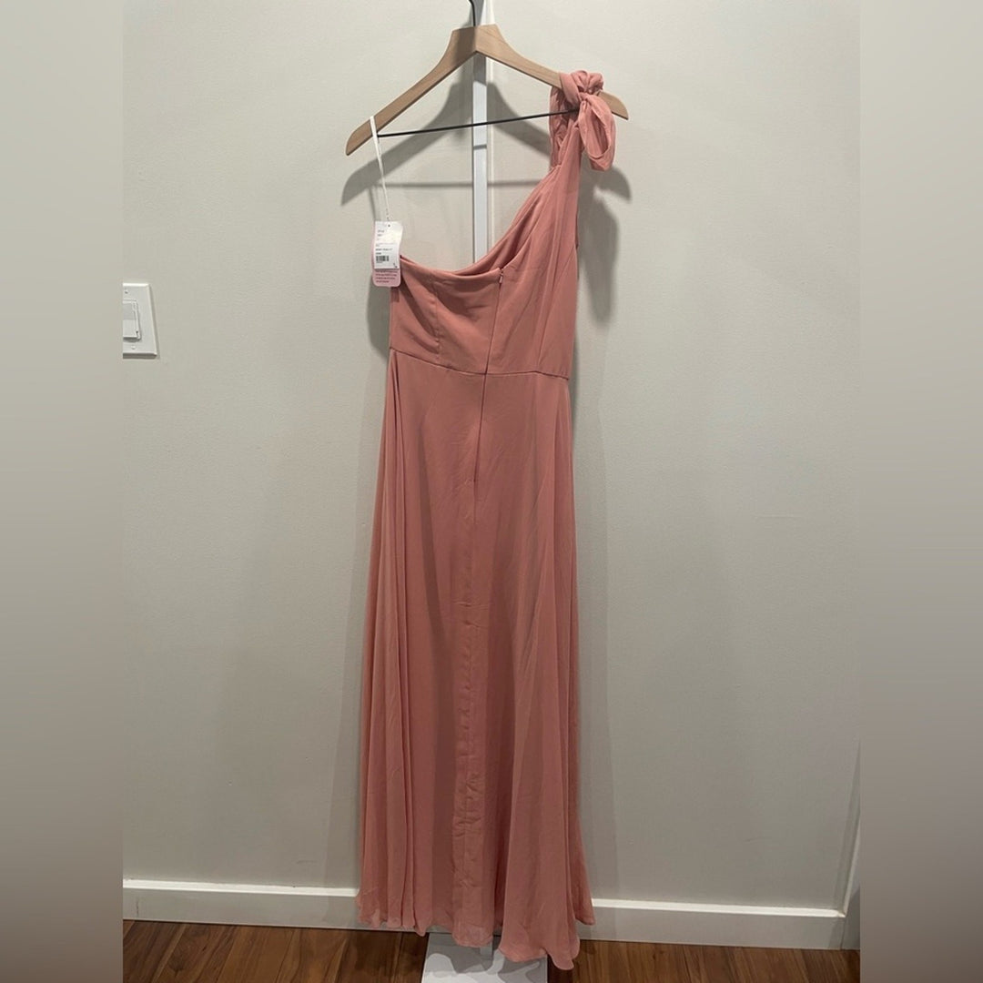 After Six Draped One-Shoulder Maxi Dress With Scarf Bow Size 2