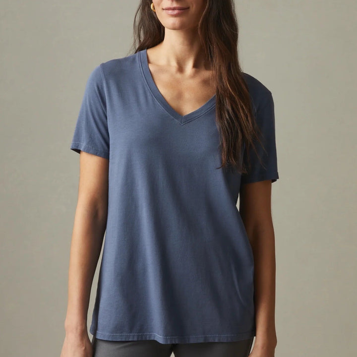 American Giant V Neck T Shirt Navy Blue XL Made in USA Cotton Casual Top