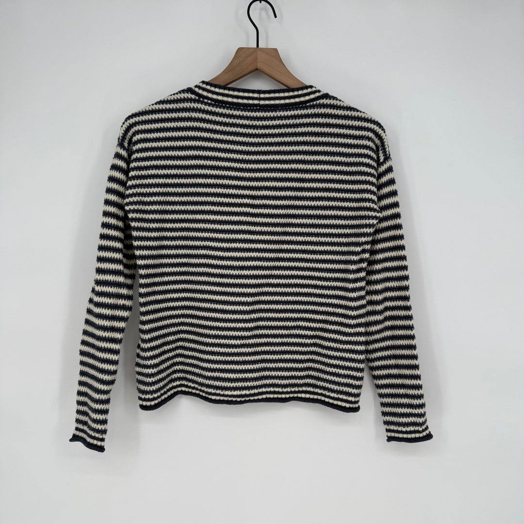 Madewell Striped Knit Sweater XXS Navy Cream Long Sleeve Mock Neck