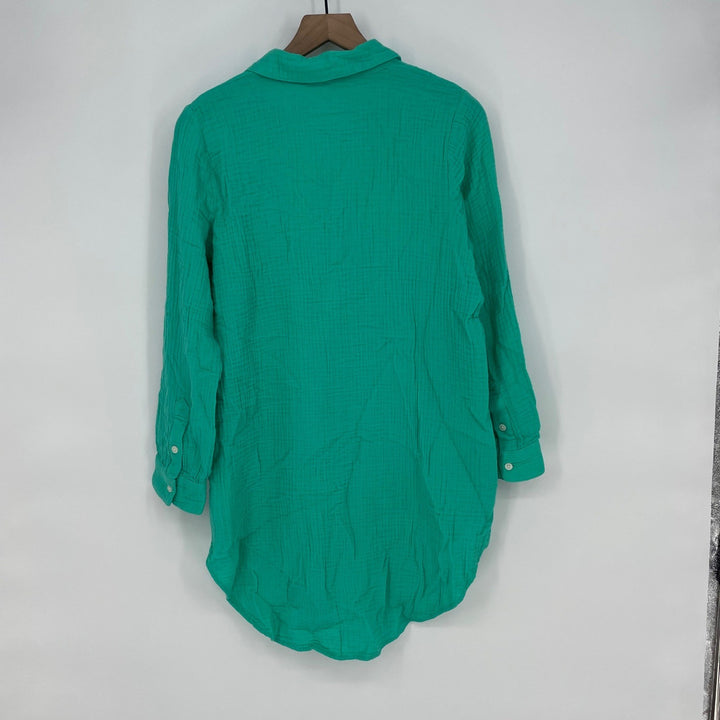 J. Crew Gauze Shirt Emerald Green Button Down Long Sleeve Tunic Size S