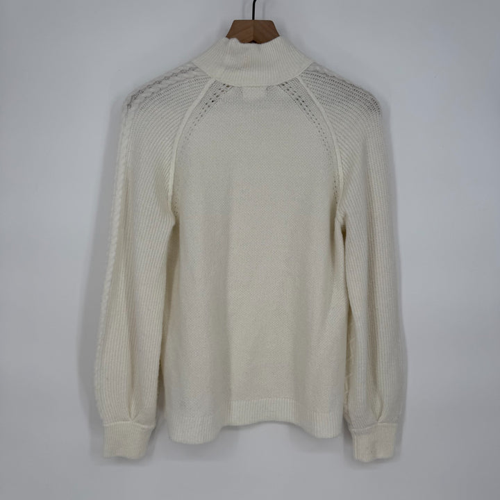 Caslon Sweater Womens Small Beige Acrylic Raglan Sleeve High Neck High Low Hem