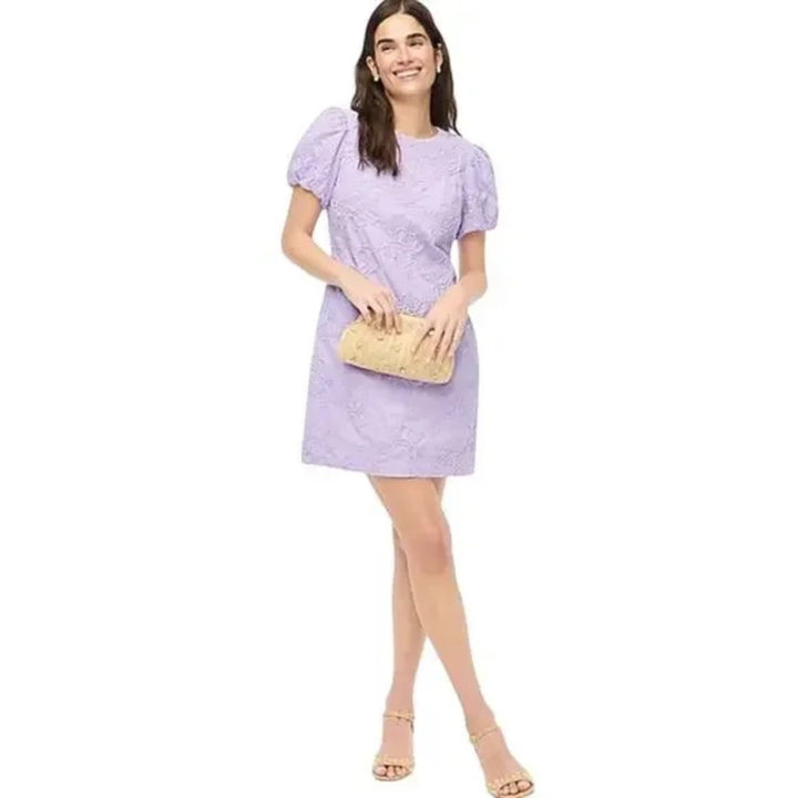 J.Crew Eyelet Puff-Sleeve Mini Dress Size 10