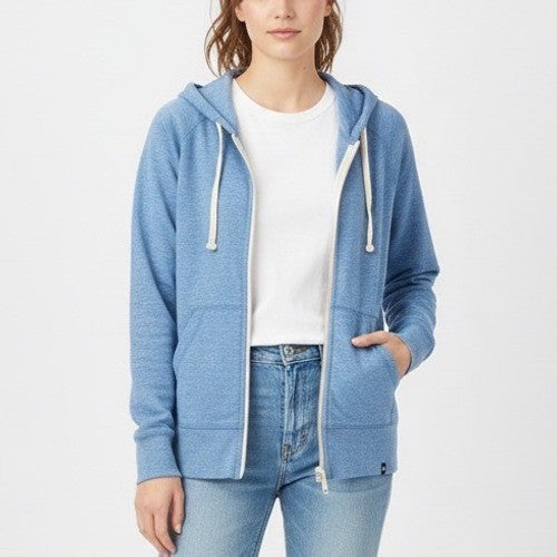 American Giant Womens Blue Heather Zip Up Hoodie Sweatshirt Size S Made in USA