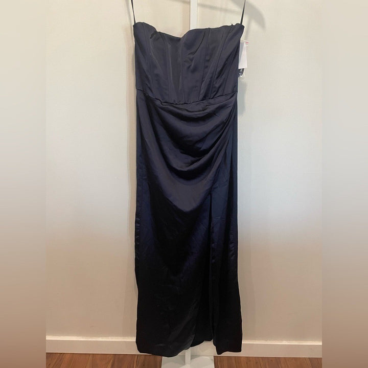 After Six Strapless Topstitched Corset Satin Maxi Dress Size 12