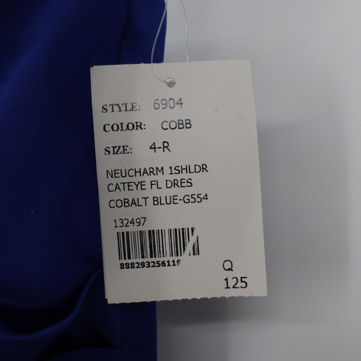 After Six One-Shoulder Cat-Eye Neckline Fit and Flare Satin Maxi Dress Size 4