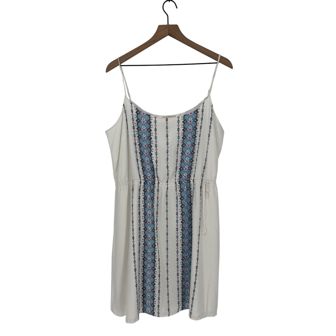 LOFT Cream Embroidered Empire Waist Spaghetti Strap Dress XL