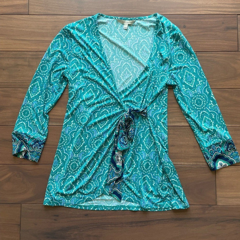 41 Hawthorn Zoolia Venetian Faux Wrap Knit Top Size S