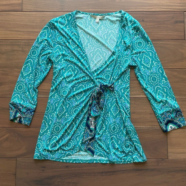 41 Hawthorn Zoolia Venetian Faux Wrap Knit Top Size S