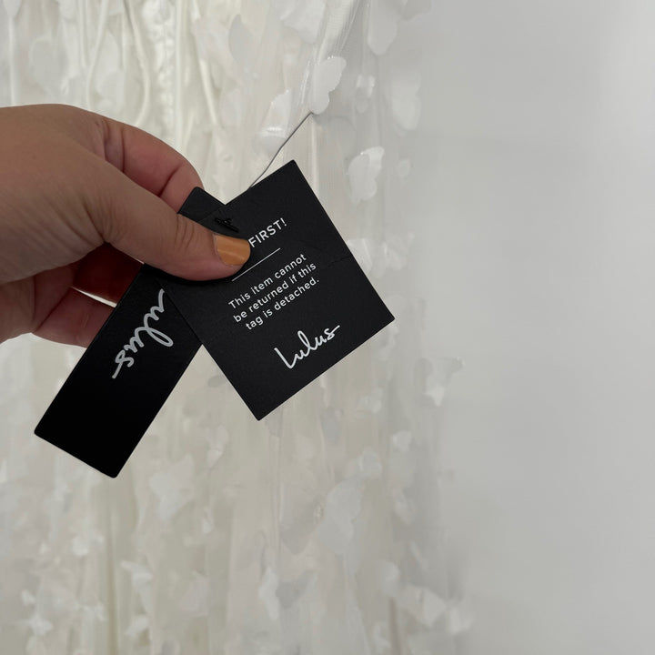 Lulus Time To Fly White Butterfly Lace-Up Midi Dress Size S