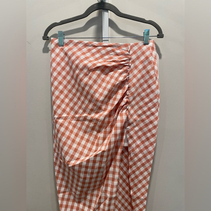 Rumer Bisou Ruched Gingham Maxi Skirt Size S