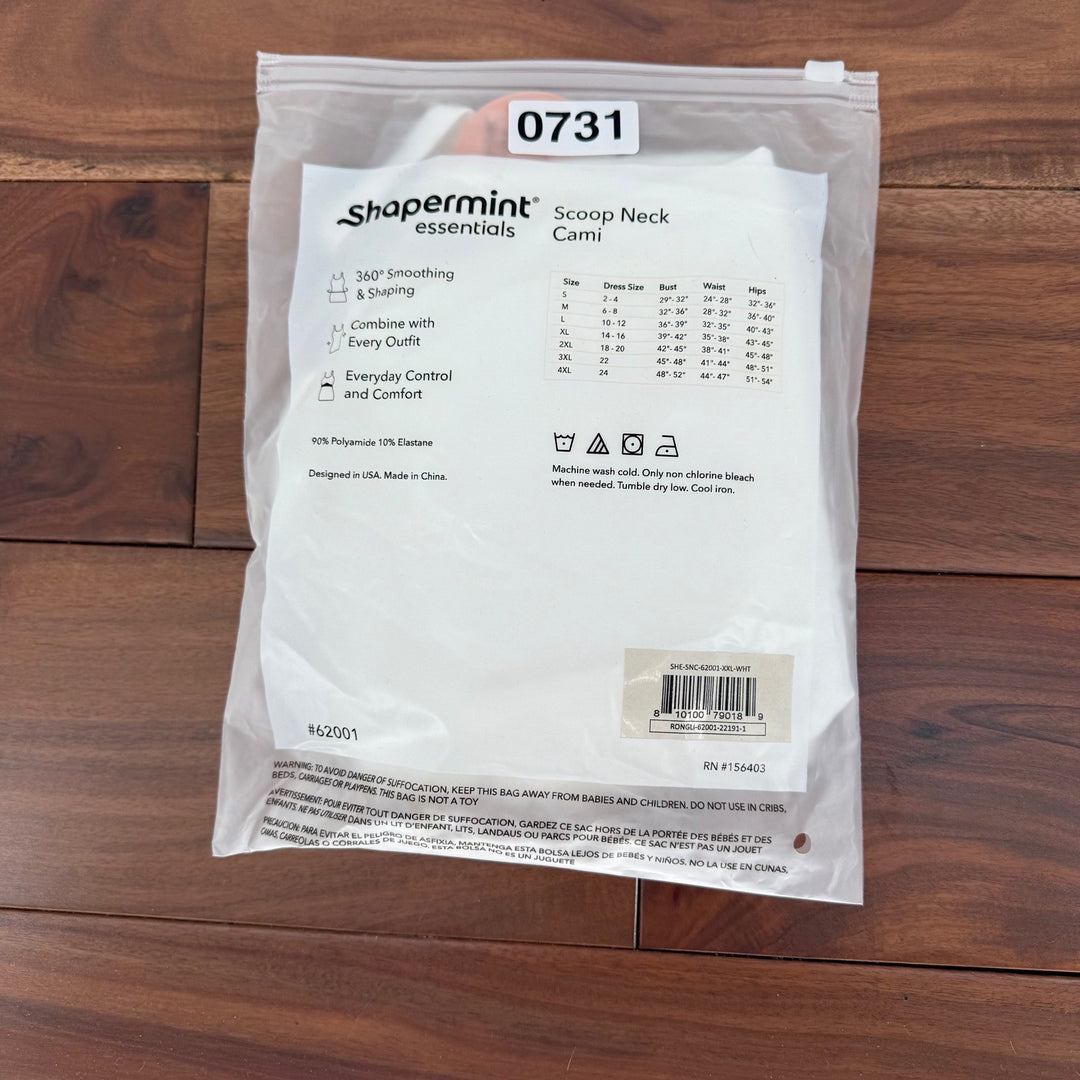 Shapermint Essentials Scoop Neck Cami White Smoothing Tank Top XXL