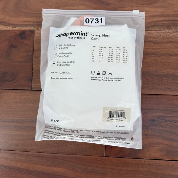 Shapermint Essentials Scoop Neck Cami White Smoothing Tank Top XXL