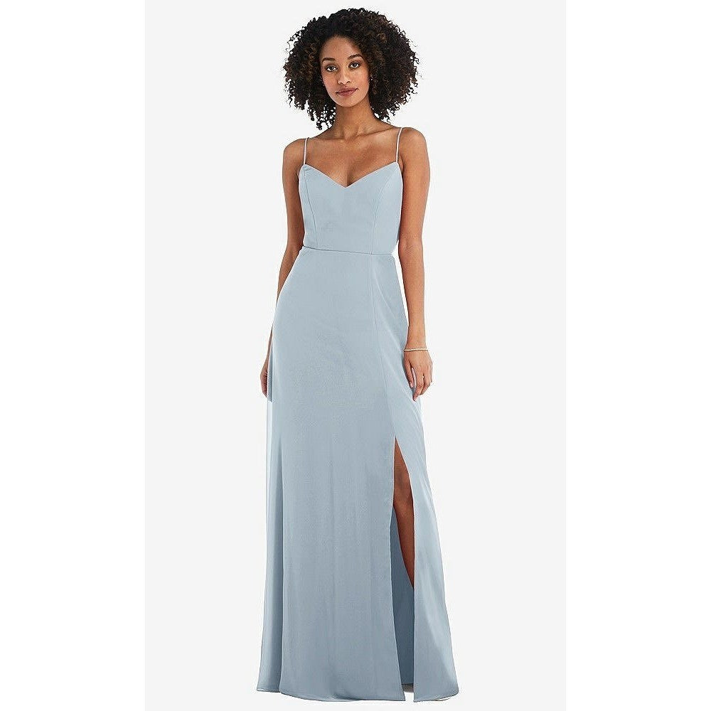 After Six Tie-Back Cutout Maxi Dress With Front Slit In Mist Size 14