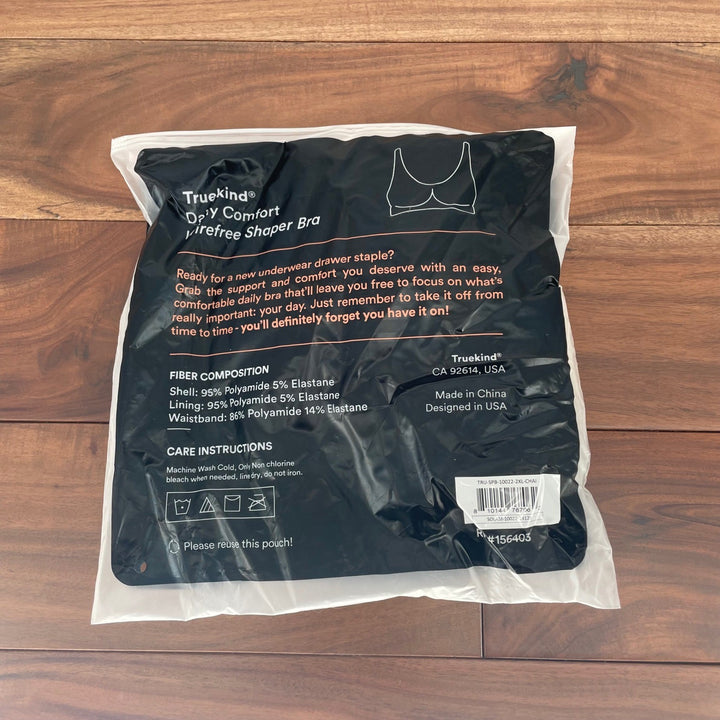 Truekind Daily Comfort Wirefree Shaper Bra 2XL Chai Seamless Support