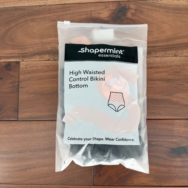 Shapermint Essentials High Waisted Control Bikini Bottom Ruffle Ruched Black XL