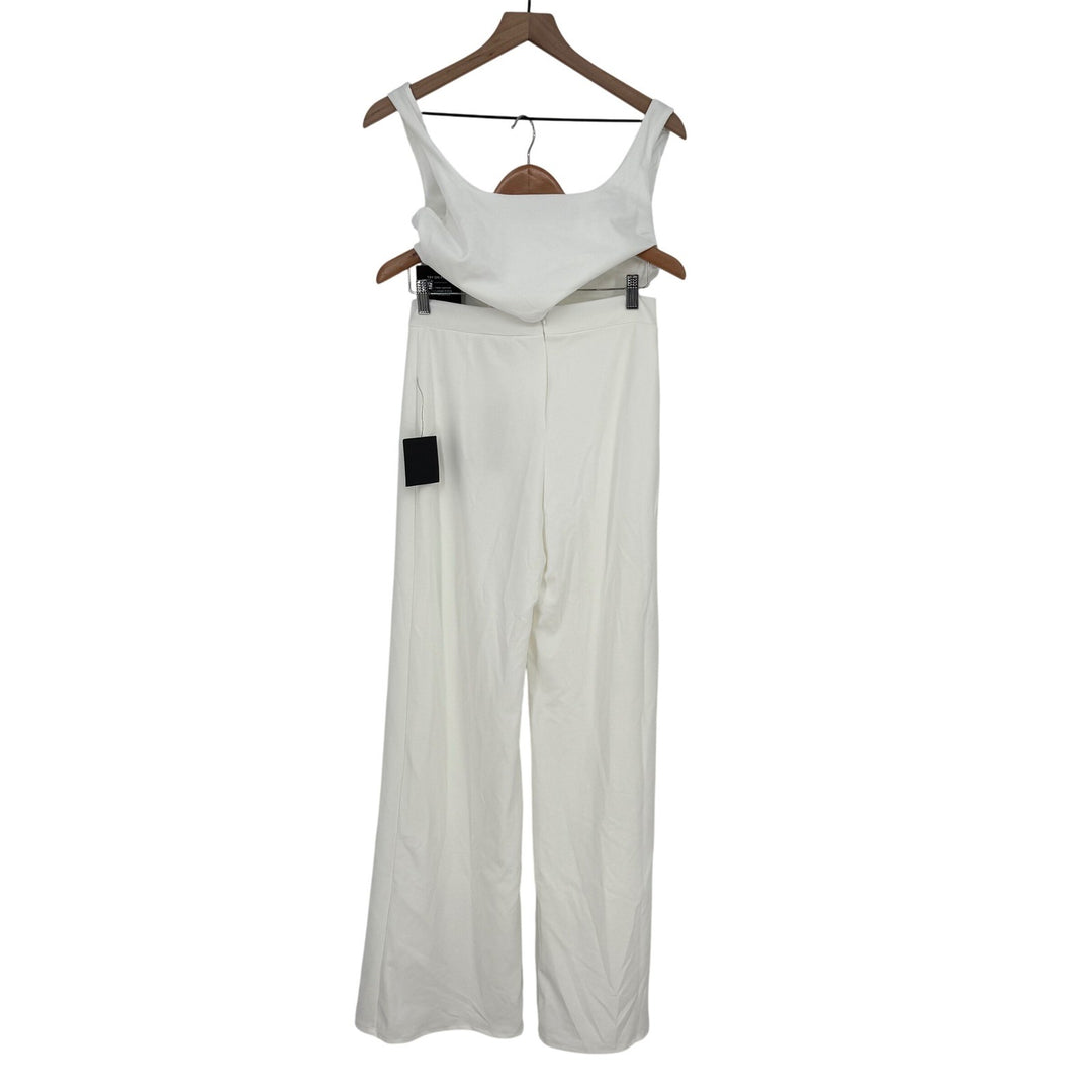 Lulus Women's Two-Piece Set Crop Top Wide Leg Pants White Size Large