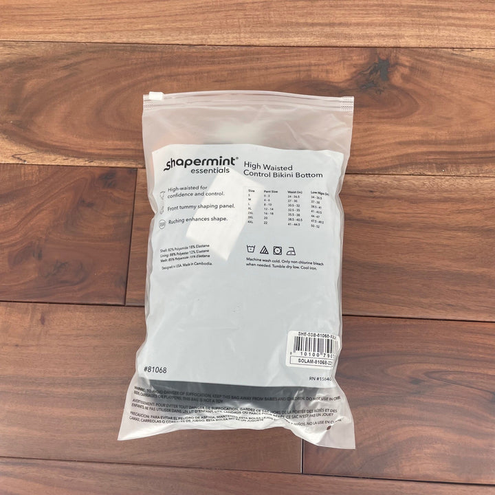 Shapermint Essentials High Waisted Control Bikini Bottom Black XL Ruching