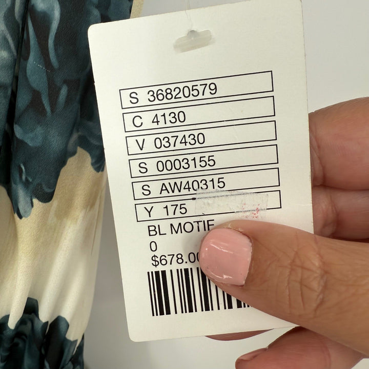 Christina Economou Floral Maxi Dress V Neck Cap Sleeve Empire Waist SIze 0