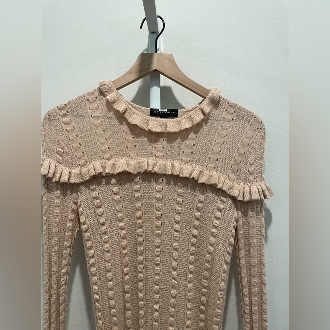 Slate & Willow Blush Ruffle Sweater Size XS