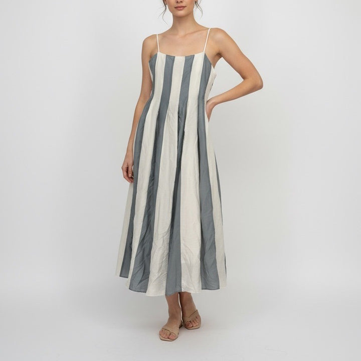 Madewell Pleated Midi Dress Linen Blend Overcast Size 0