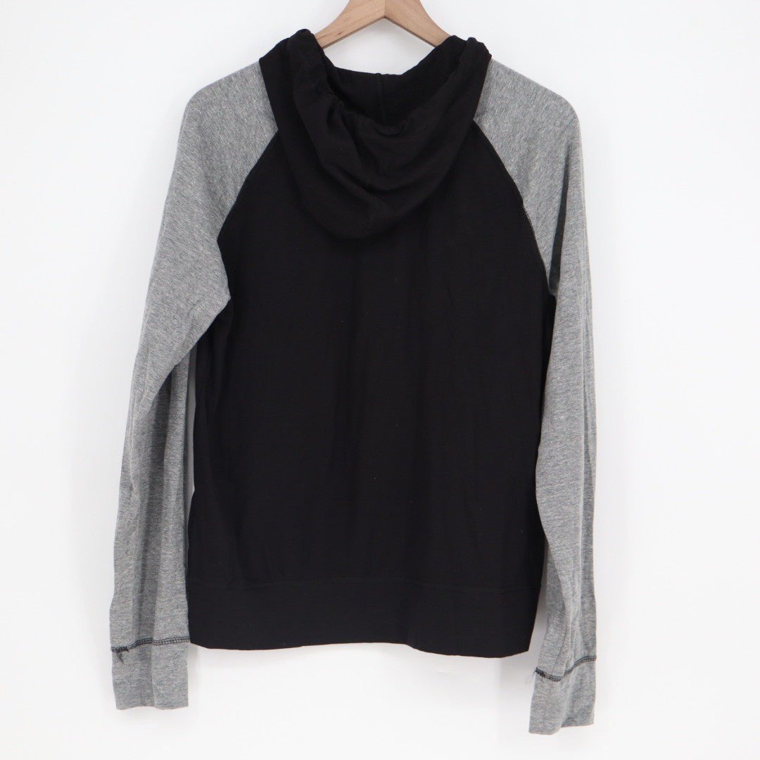 American Giant Black Gray Raglan Full Zip Hoodie Sweatshirt Made in USA