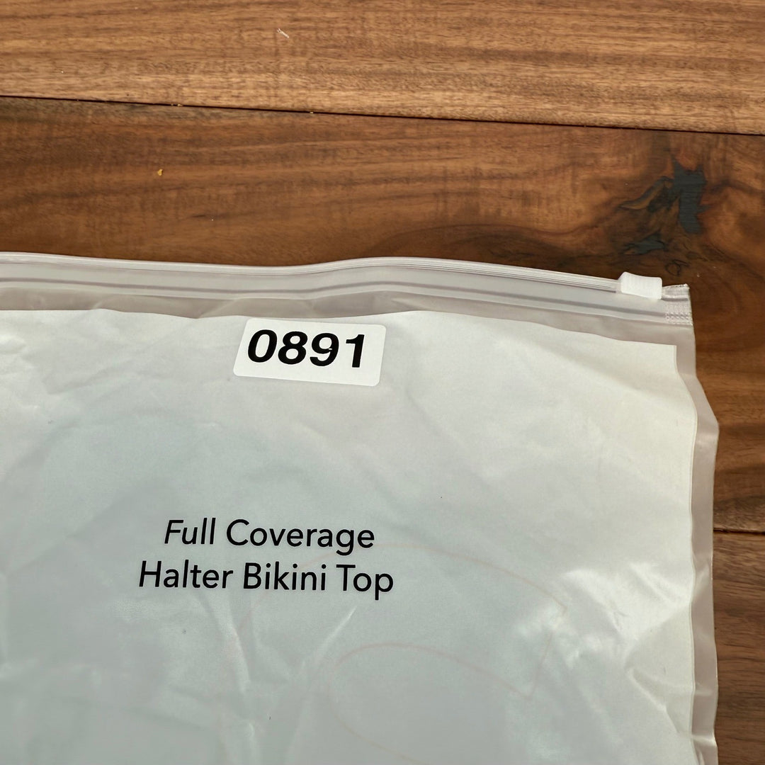 Shapermint Essentials Full Coverage Halter Bikini Top Black Size L