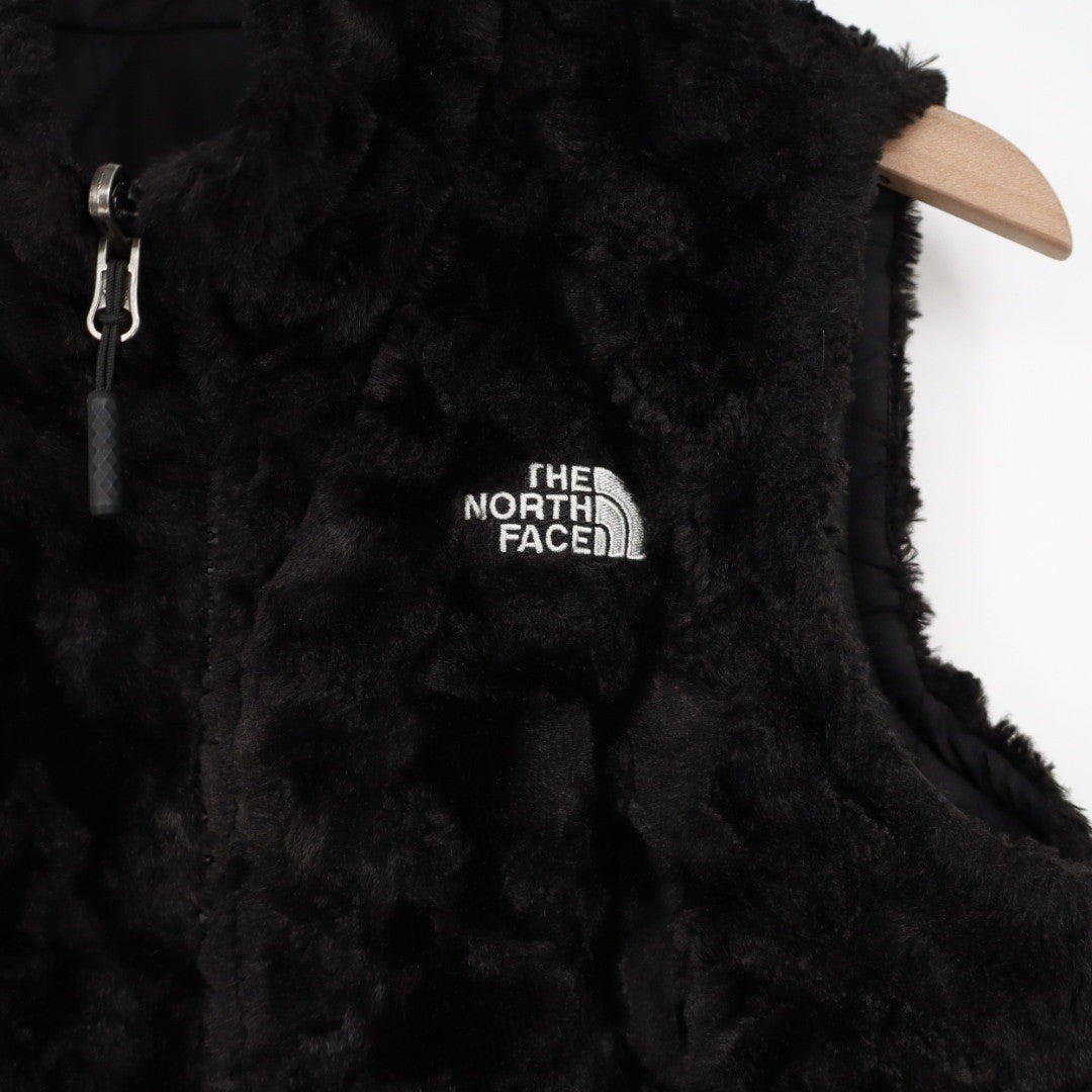 The North Face Womens Fleece Vest Black Logo Embroidered Full Zip Pockets S P
