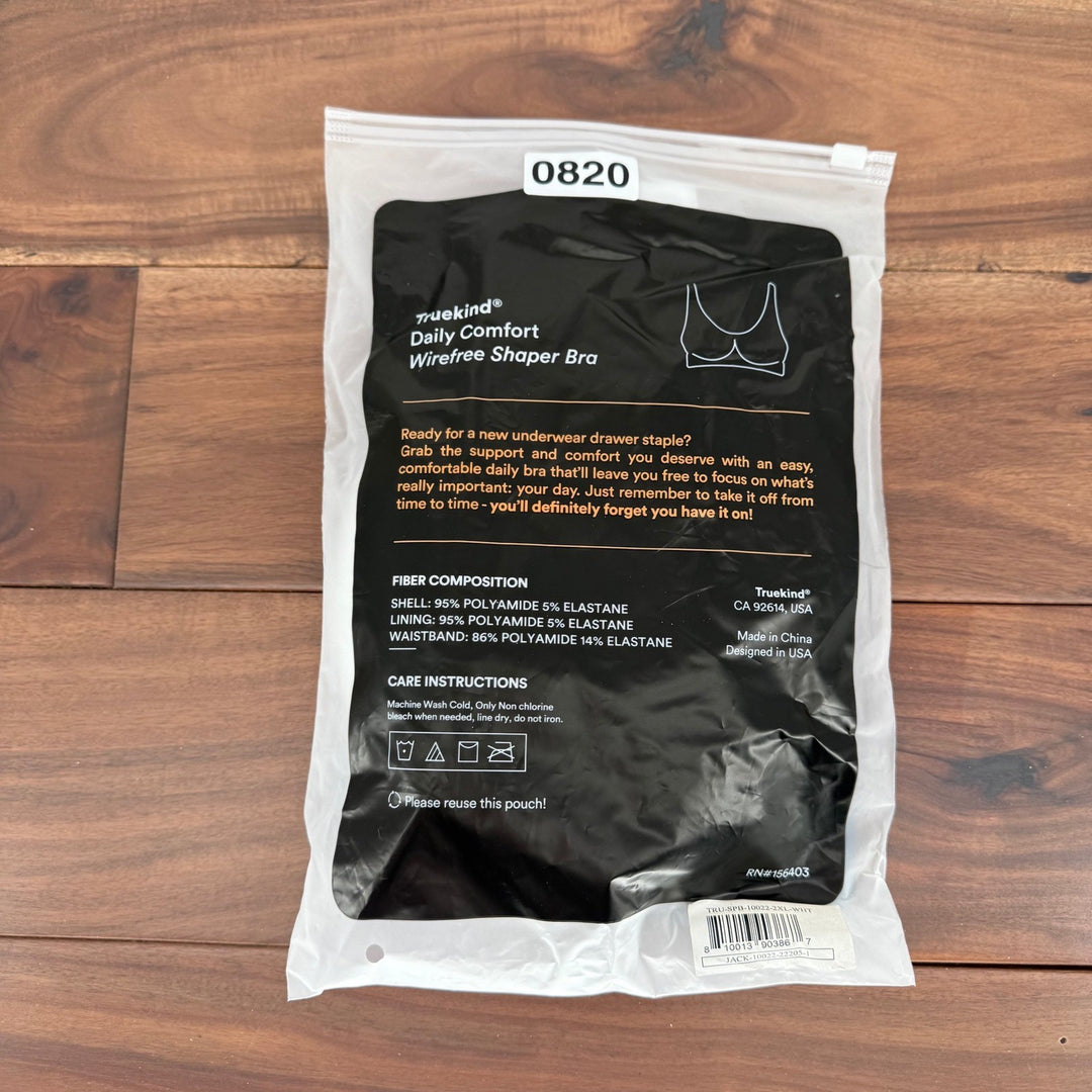 Truekind Daily Comfort Wirefree Shaper Bra Black 2XL NEW