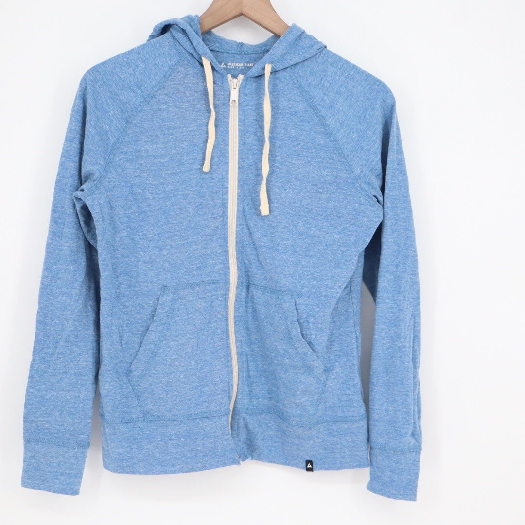 American Giant Classic Full Zip Hoodie Heather Blue Made in USA Women's Size S