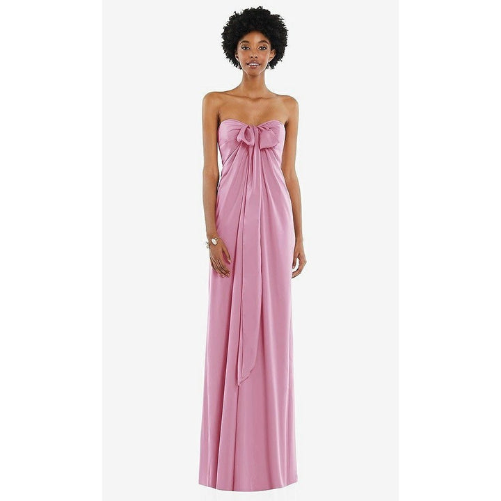 Dessy Collection Draped Satin Grecian Column Gown With Convertible Straps
