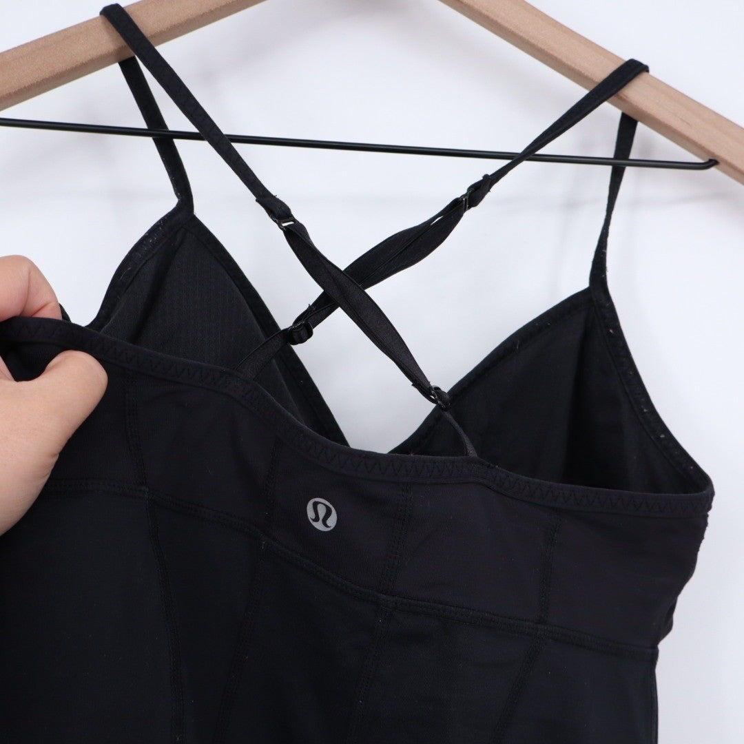 Lululemon Black Athletic Cami Tank Top Size 8 Crisscross Back