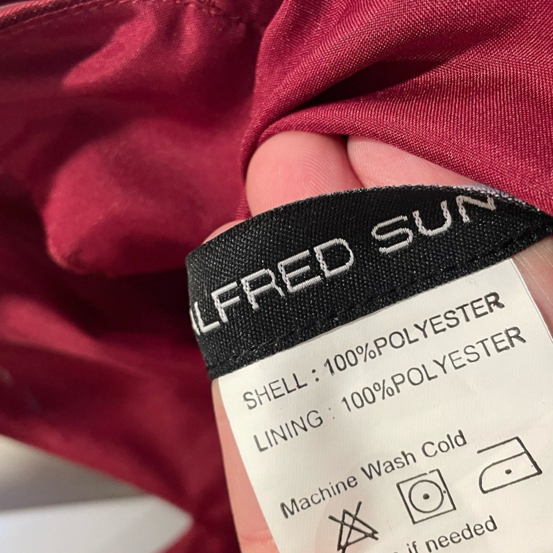 Alfred Sung V-Neck Halter Satin Trumpet Gown in Burgundy Size 2