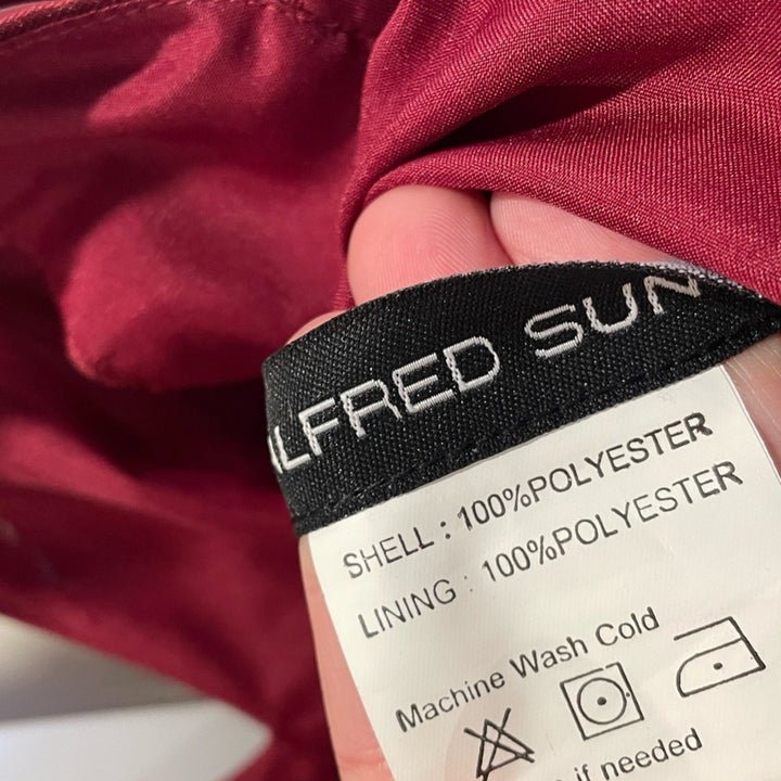 Alfred Sung V-Neck Halter Satin Trumpet Gown in Burgundy Size 2