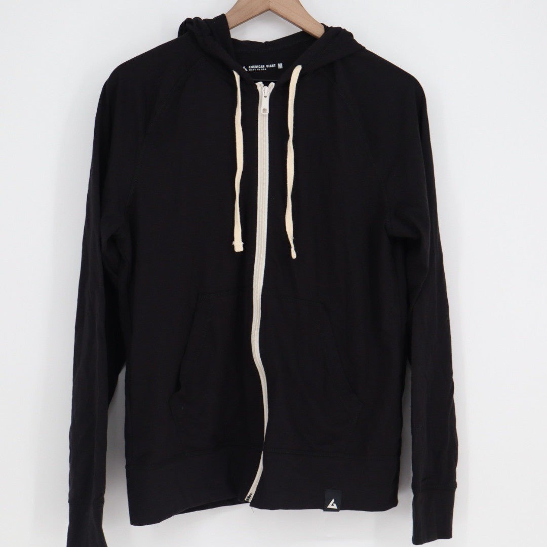 American Giant Full Zip Hoodie Black Made in USA Lightweight Size M