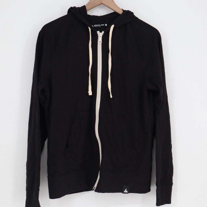 American Giant Full Zip Hoodie Black Made in USA Lightweight Size M