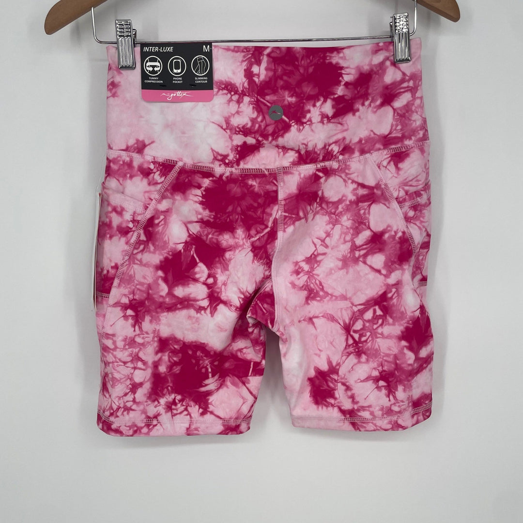 Gottez Peach Skin Collection Pink Tie Dye High Waist Athletic Shorts