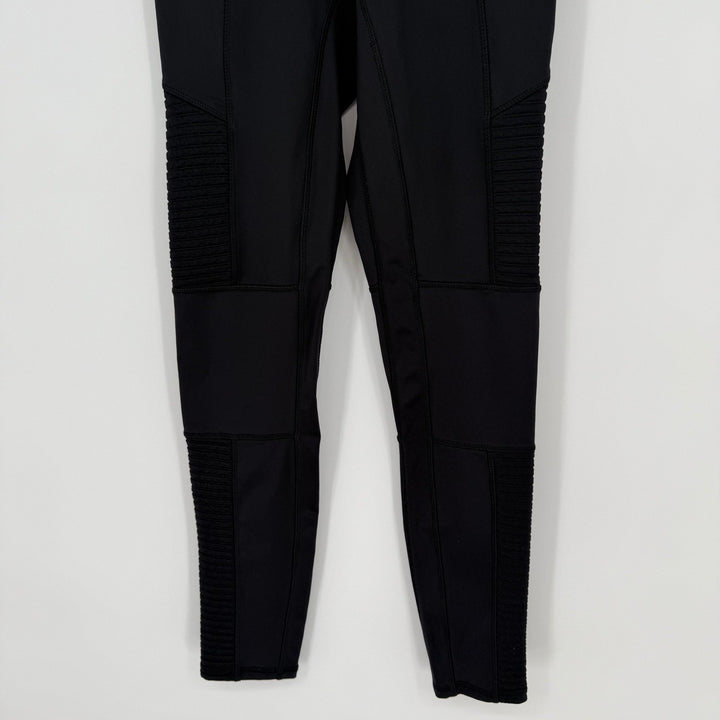 Fabletics Black Moto Ribbed High Waisted Athleisure Leggings Size S