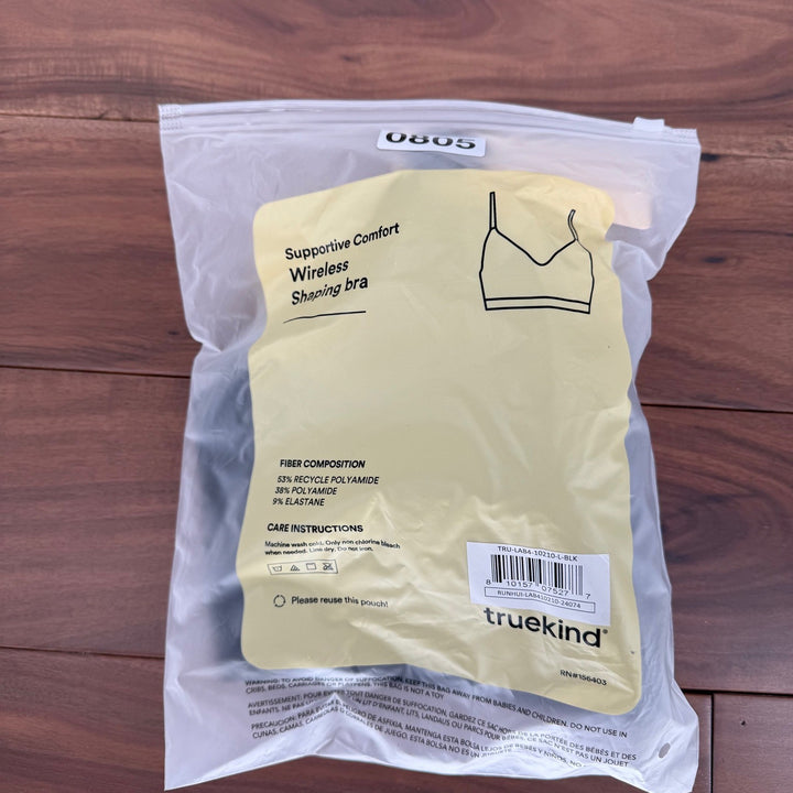 Truekind Supportive Comfort Wireless Shaping Bra - Black - Size L