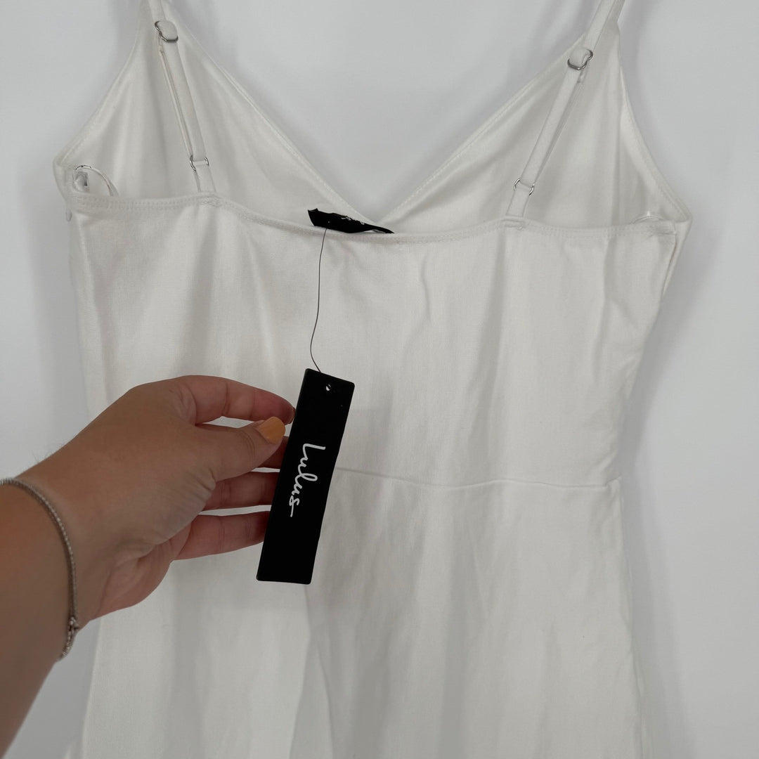 Lulus Stun Like Me White Bodycon Trumpet Hem Midi Dress Size M