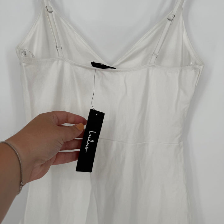 Lulus Stun Like Me White Bodycon Trumpet Hem Midi Dress Size M
