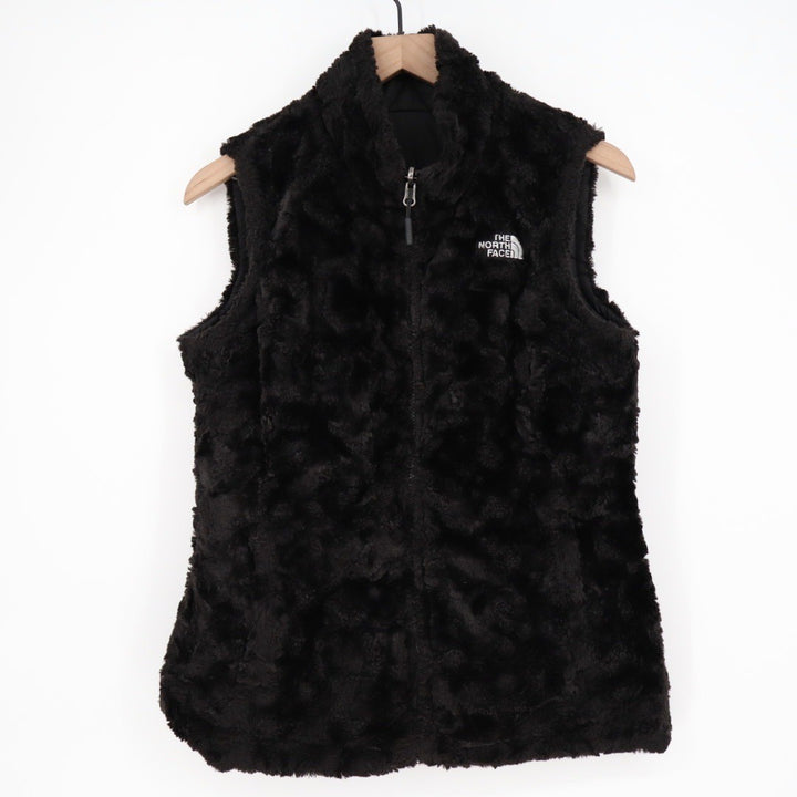 The North Face Womens Fleece Vest Black Logo Embroidered Full Zip Pockets S P
